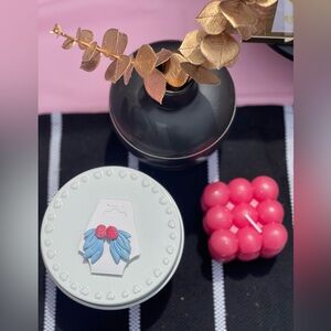 Handmade Polymer Clay Earrings- Blue Desert Half Flower